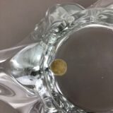 Large French Floral Crystal Glass Shell Bowl by Art Vannes, France, 1970s