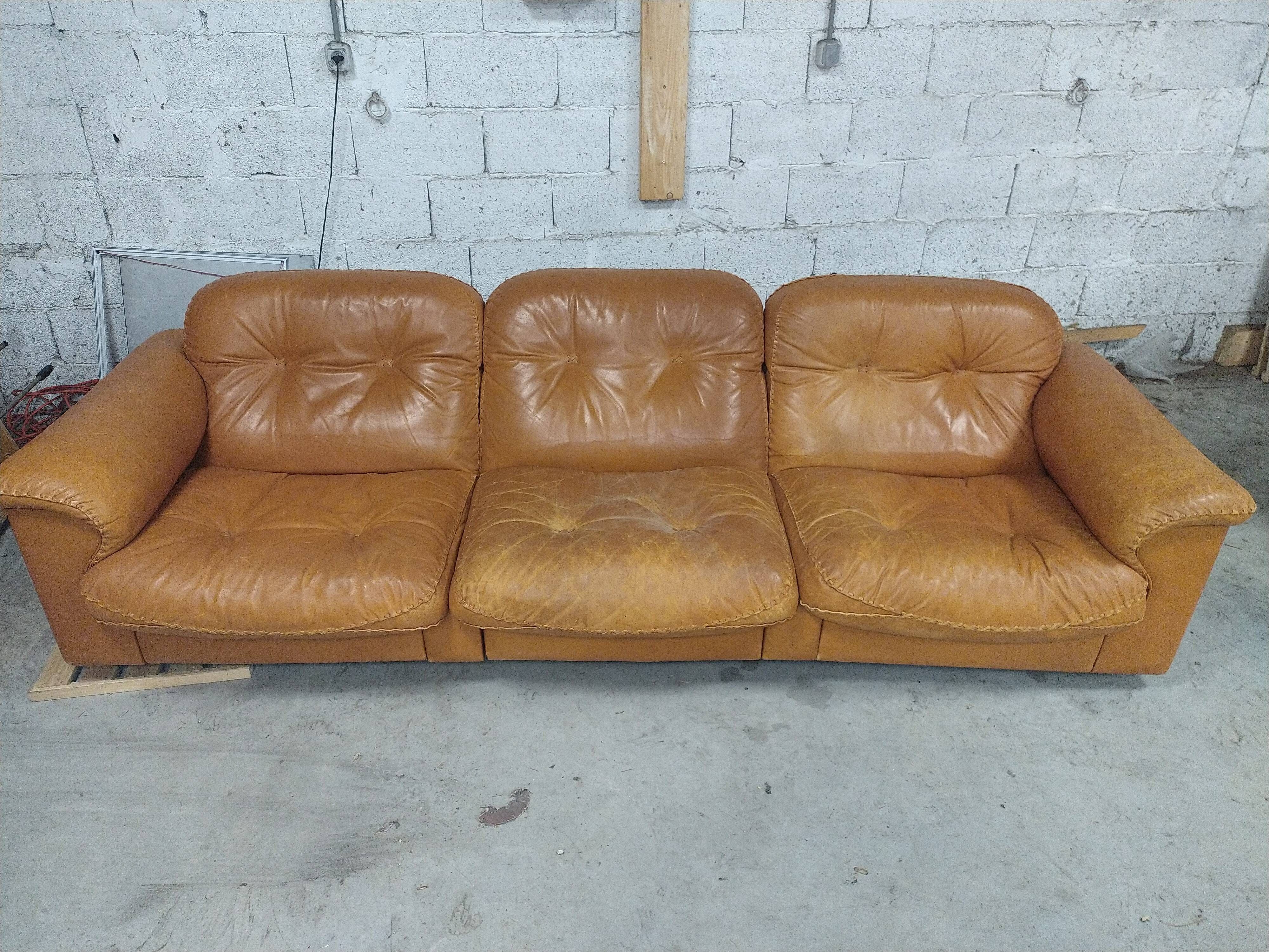 De Sede DS-101 3-seater sofa "James Bond" – vintage cognac leather