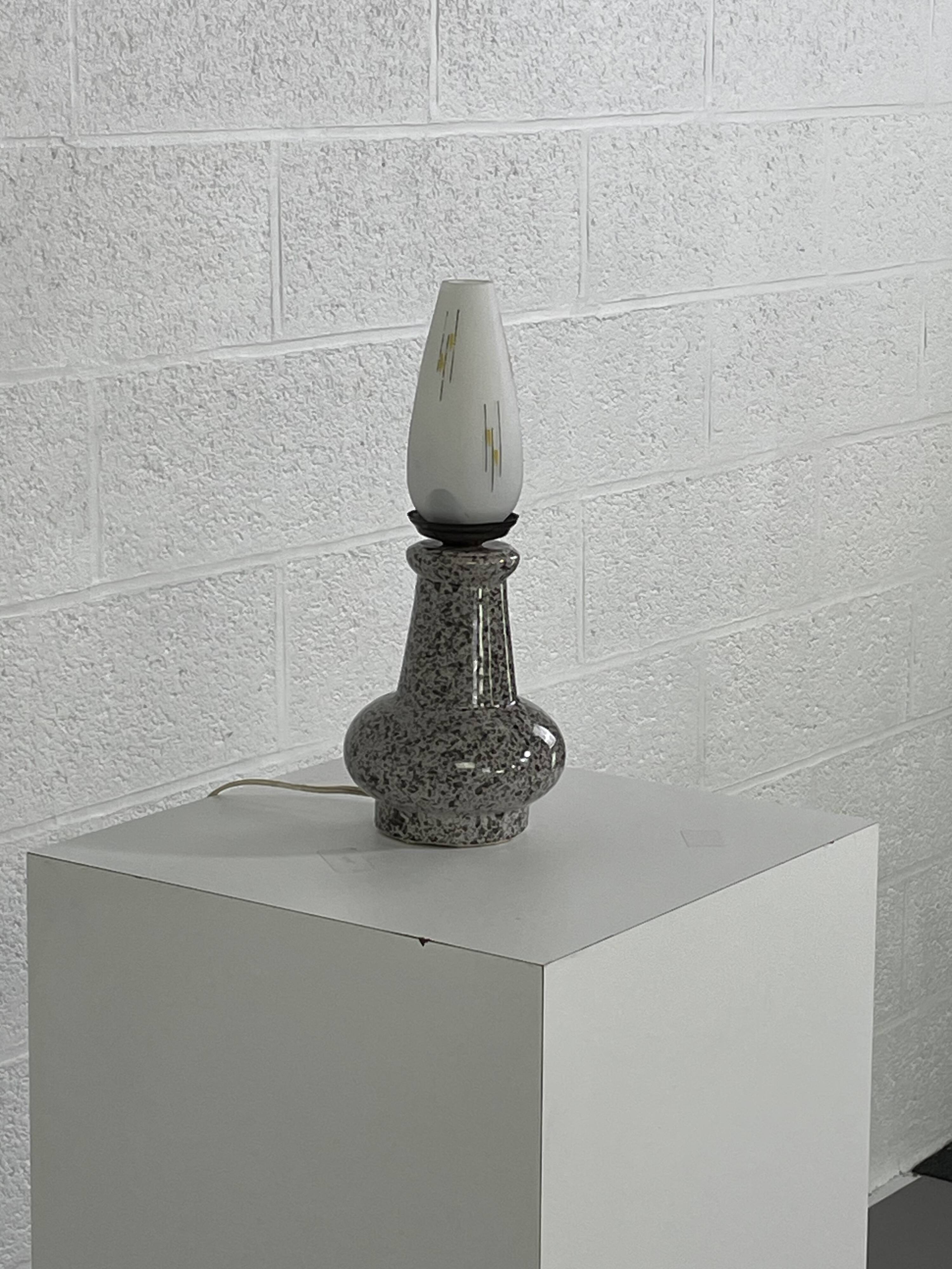 Vintage ceramic and opaline lamp