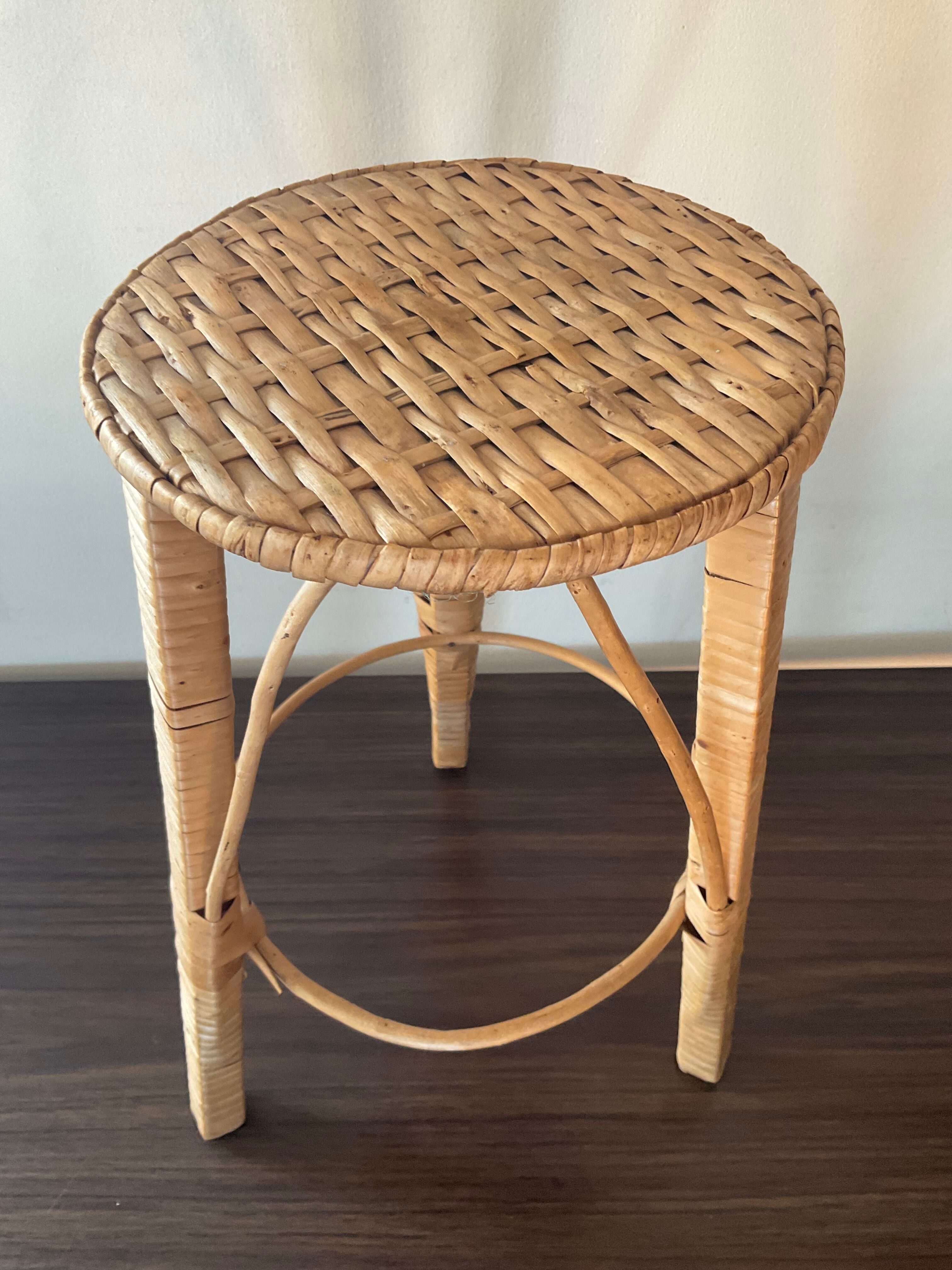 Vintage rattan and wicker plant holder