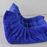 Togo two-seat in blue velvet by Michel Ducaroy for Ligne Roset