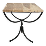 Oak and metal side table — industrial / art deco design
