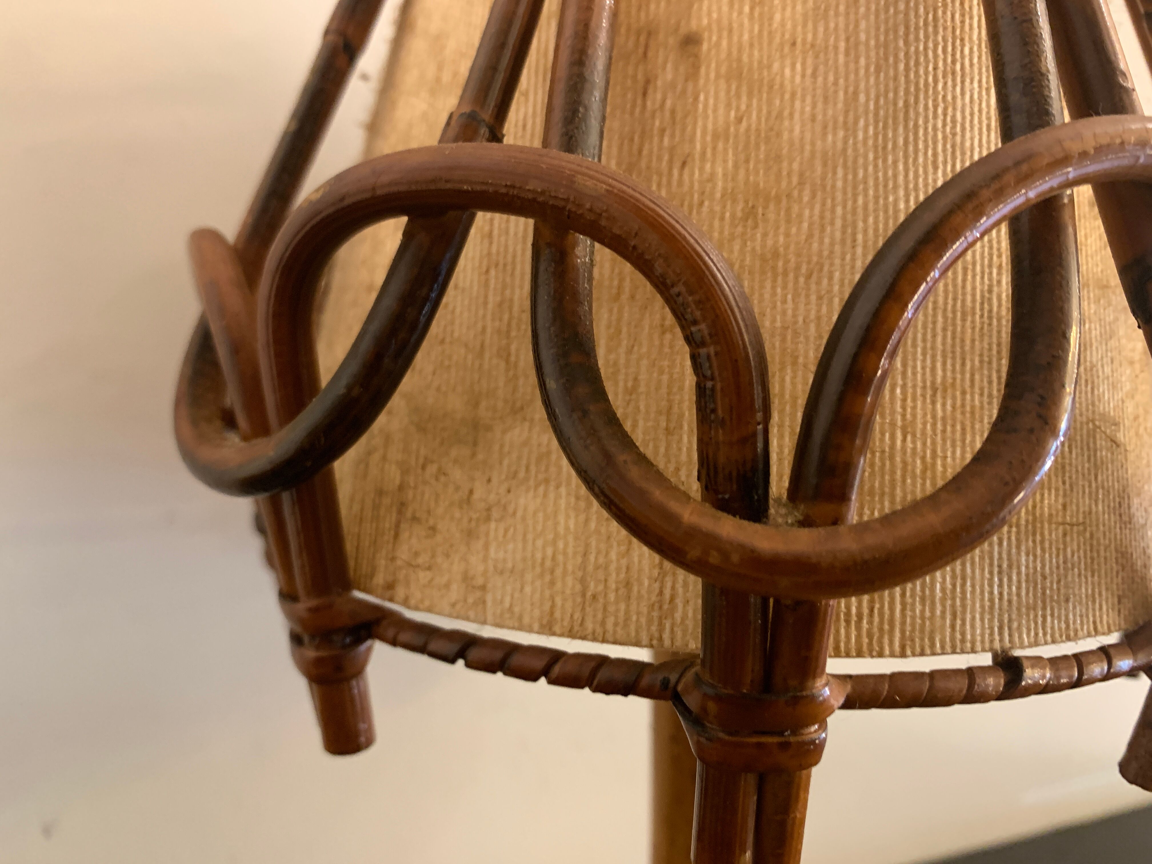 Lampe en rotin Louis Sognot 1950