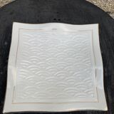 6 white glazed ceramic plates vague design and contemporary patterns