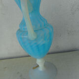 Blue and white opaline pitcher