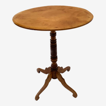 Table antique, plateau ovale en bouleau, années 1930, suède