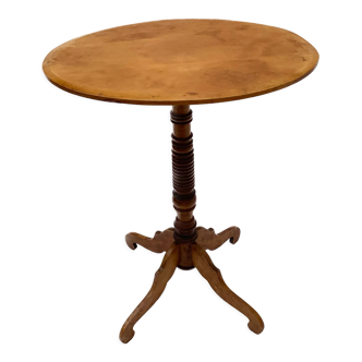 Table antique, plateau ovale en bouleau, années 1930, suède