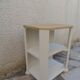 Vintage side table reimagined in beige, wooden tops.