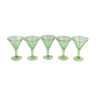 Set de 5 grandes coupes en verre bullé vert XXème