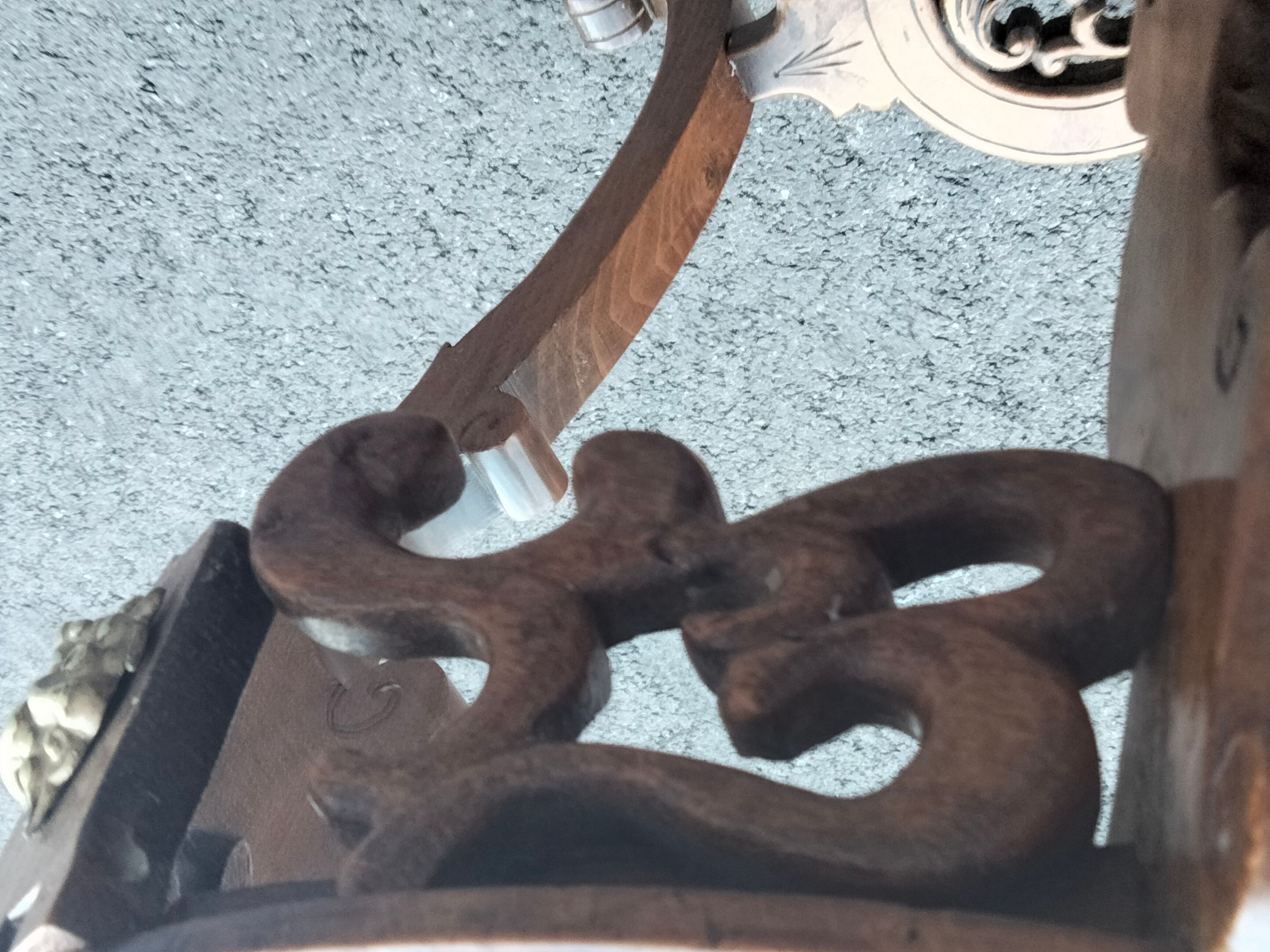 Pedestal table in old natural wood late nineteenth century
