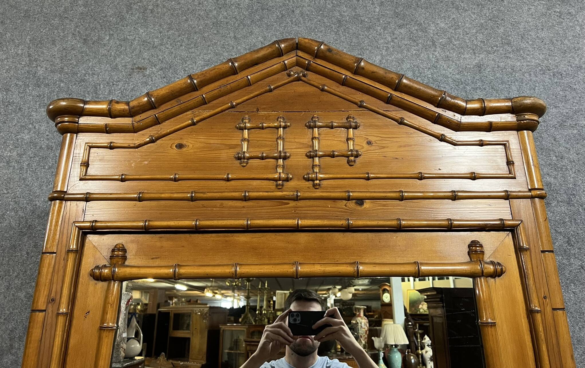 Napoleon III period wardrobe in bamboo-style cherry wood