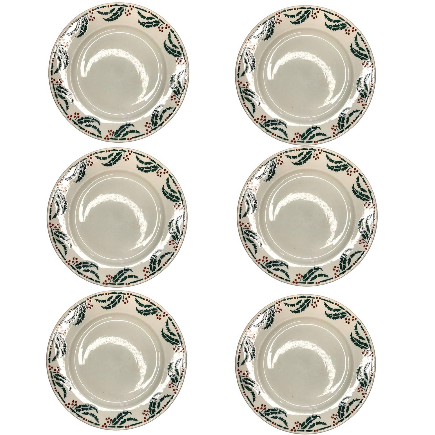 Set of 6 flat plates Sarguemines & Digoin – Holly model