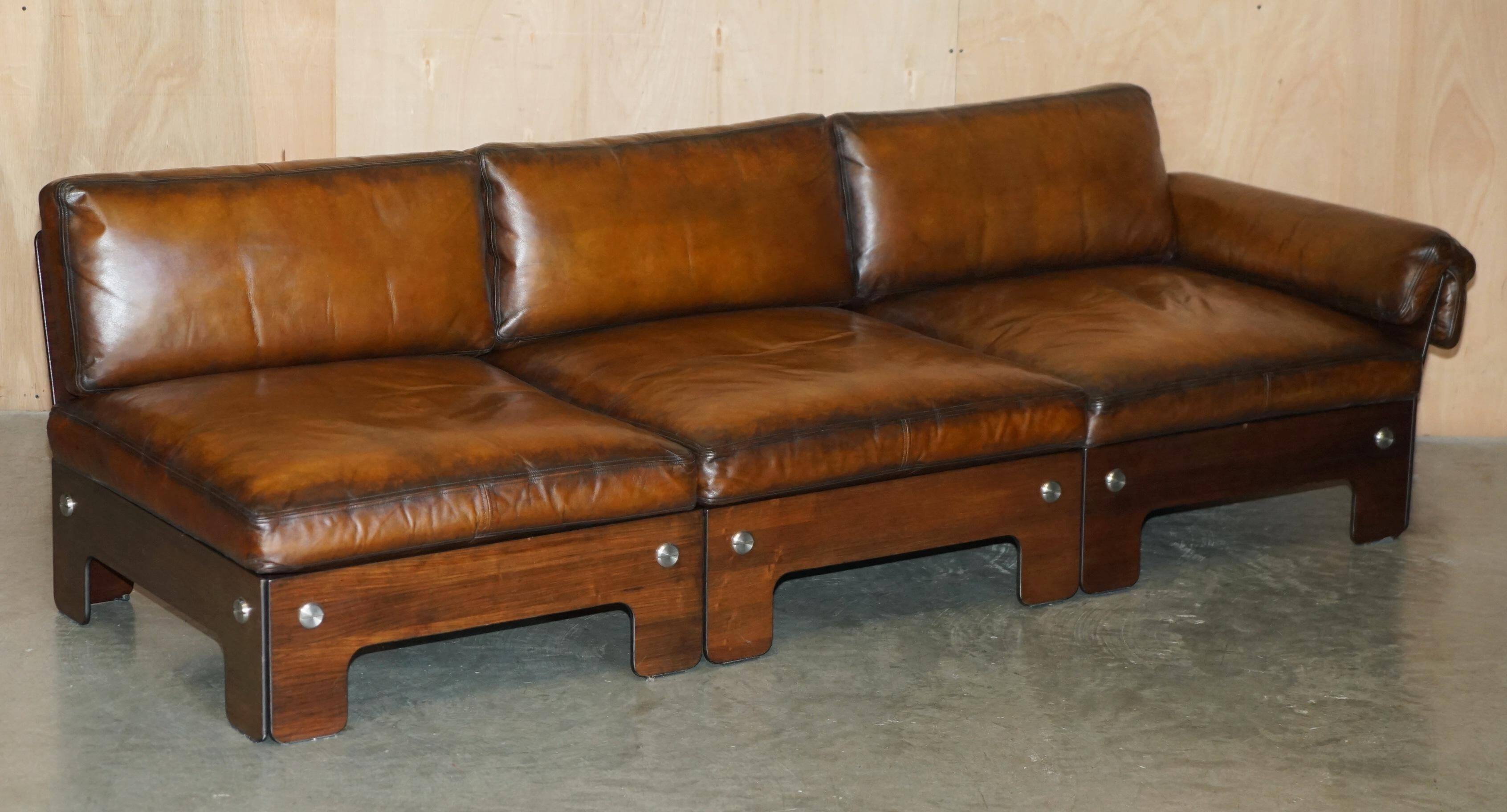 Sigurd Ressell for Vatne Mobler Leather Sofa Hardwood Art Deco