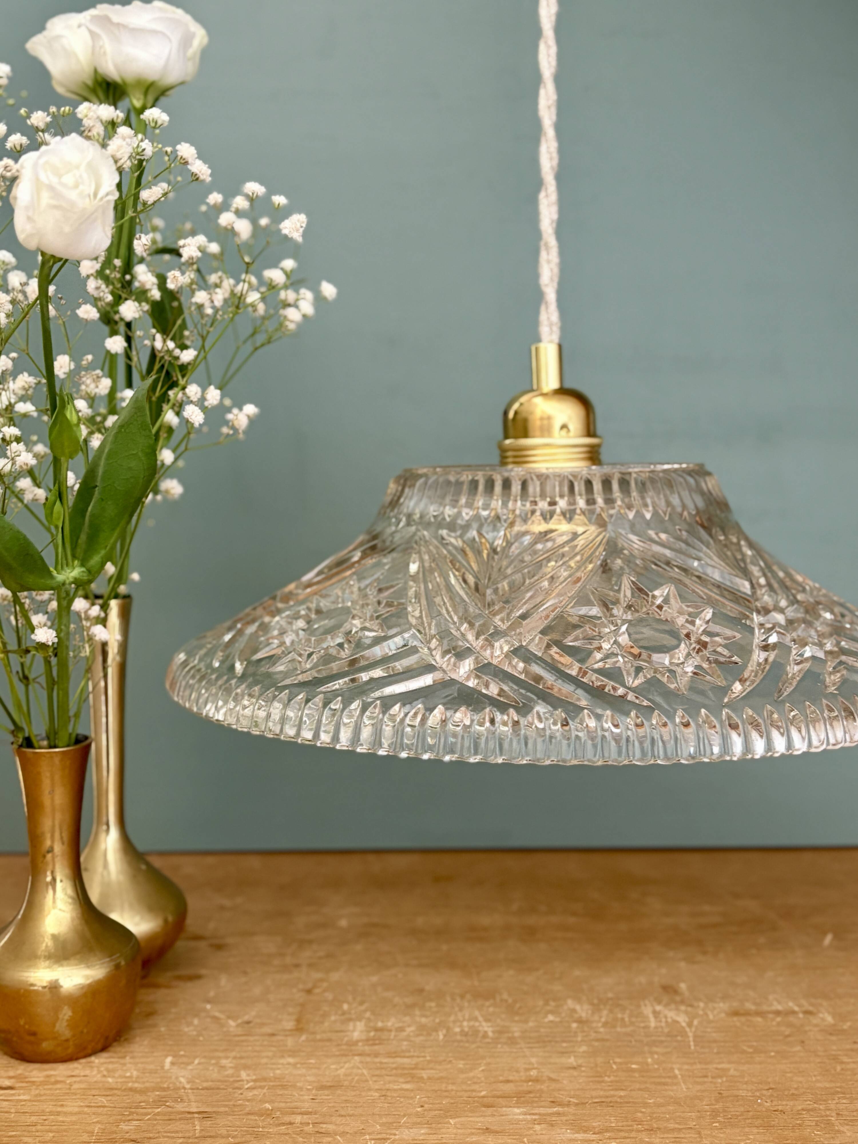 Vintage glass pendant lampshade - tableware collection -