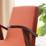 Vintage orange curly papaya armchair 1970
