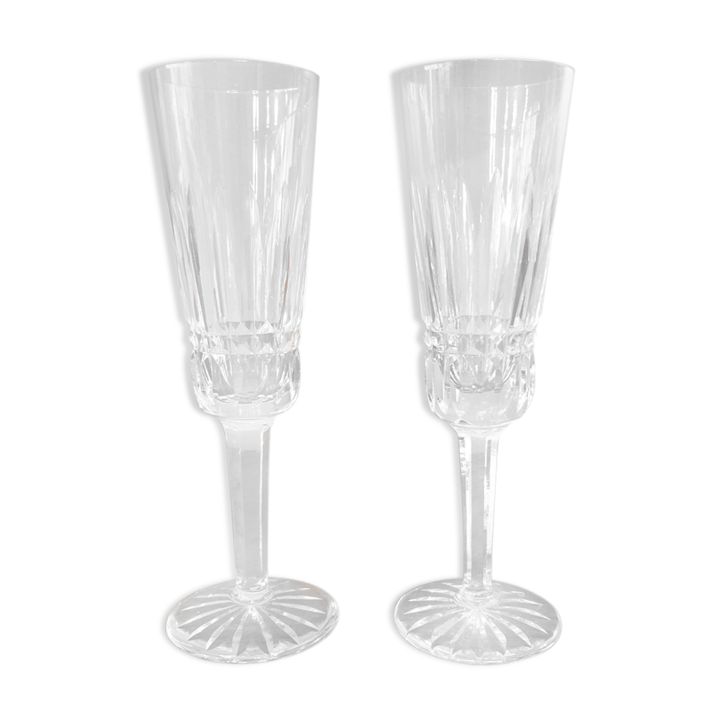 Baccarat crystal champagne flute duo