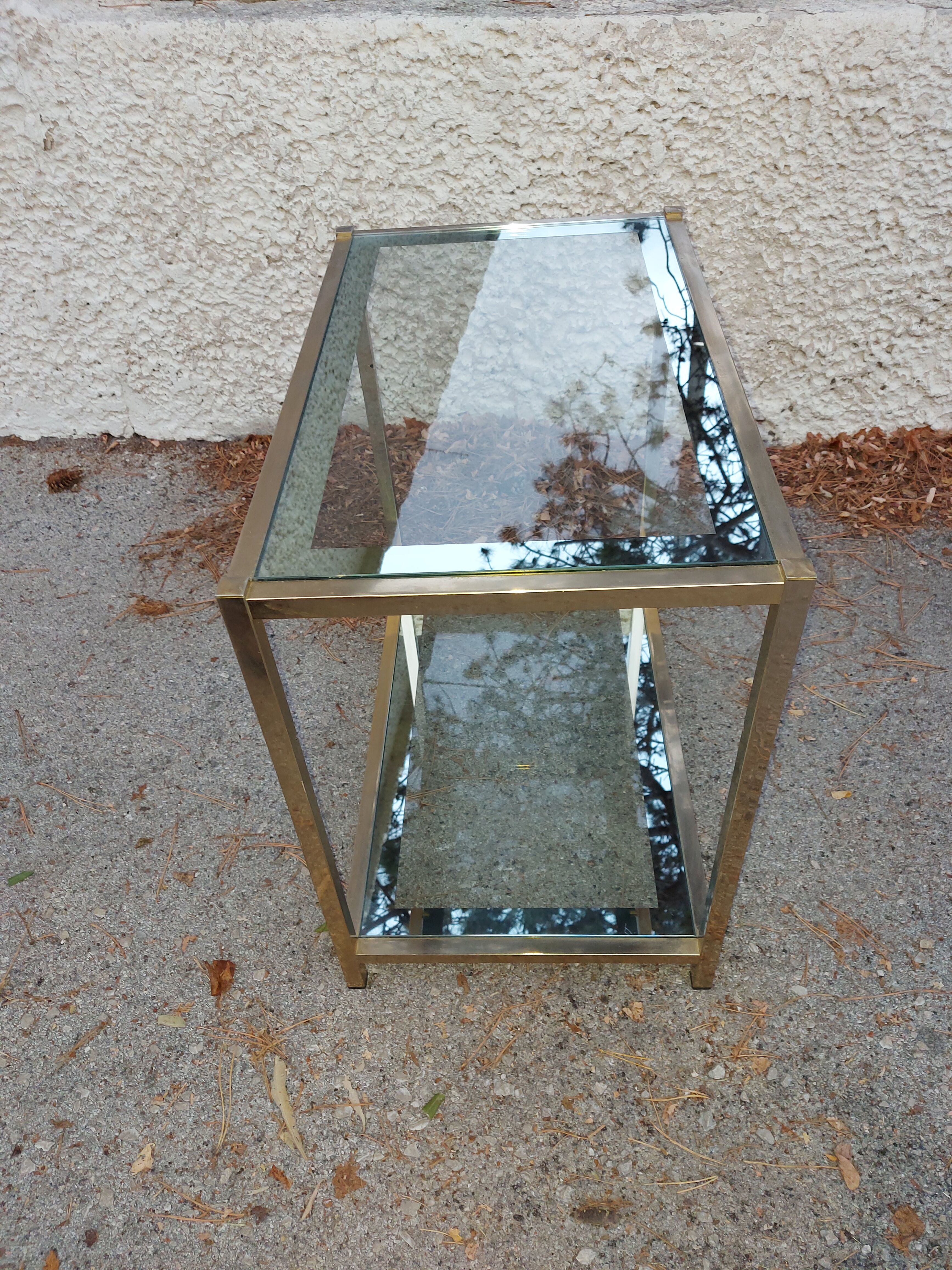 Vintage brass and glass table