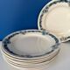 Set of 8 blue ironstone dinner plates Longchamp model Denise.
