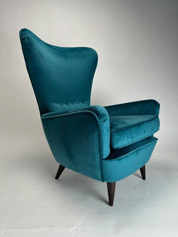 Mid-Century Modern Italian ISA Velvet Chair, 1950s