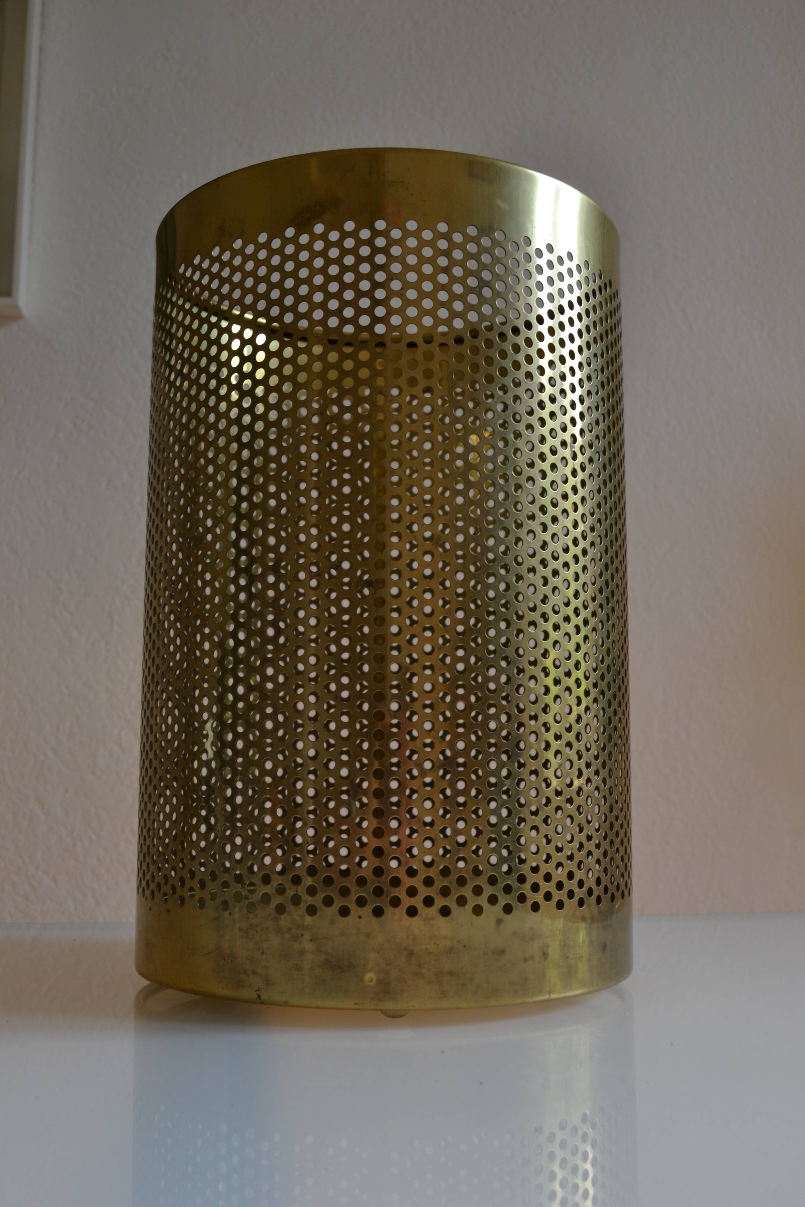 Postmodernist perforated brass wastepaper basket 1980 Memphis