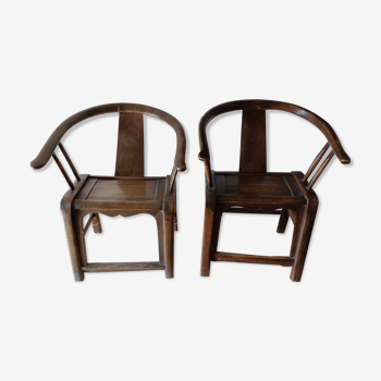 Pair of chinese horseshoe armchairs