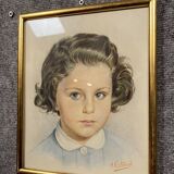 AG Stanek: Art Deco watercolor circa 1930, the little girl with blue eyes