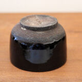 Set of 8 black ceramic cups signed