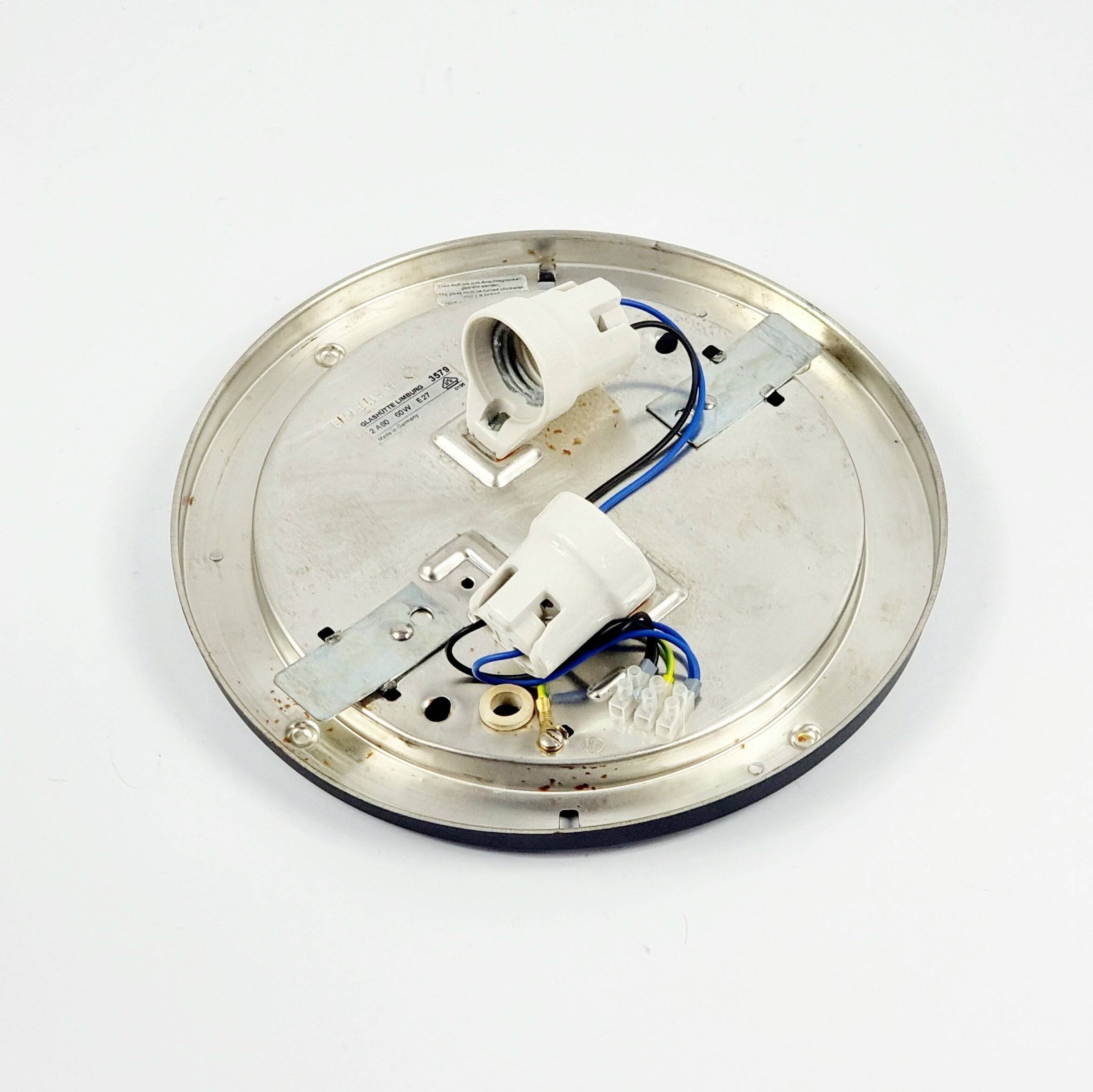 Geometric Transparent Glass Ceiling Light/Flush Mount From Limburg, Germany, 1970s