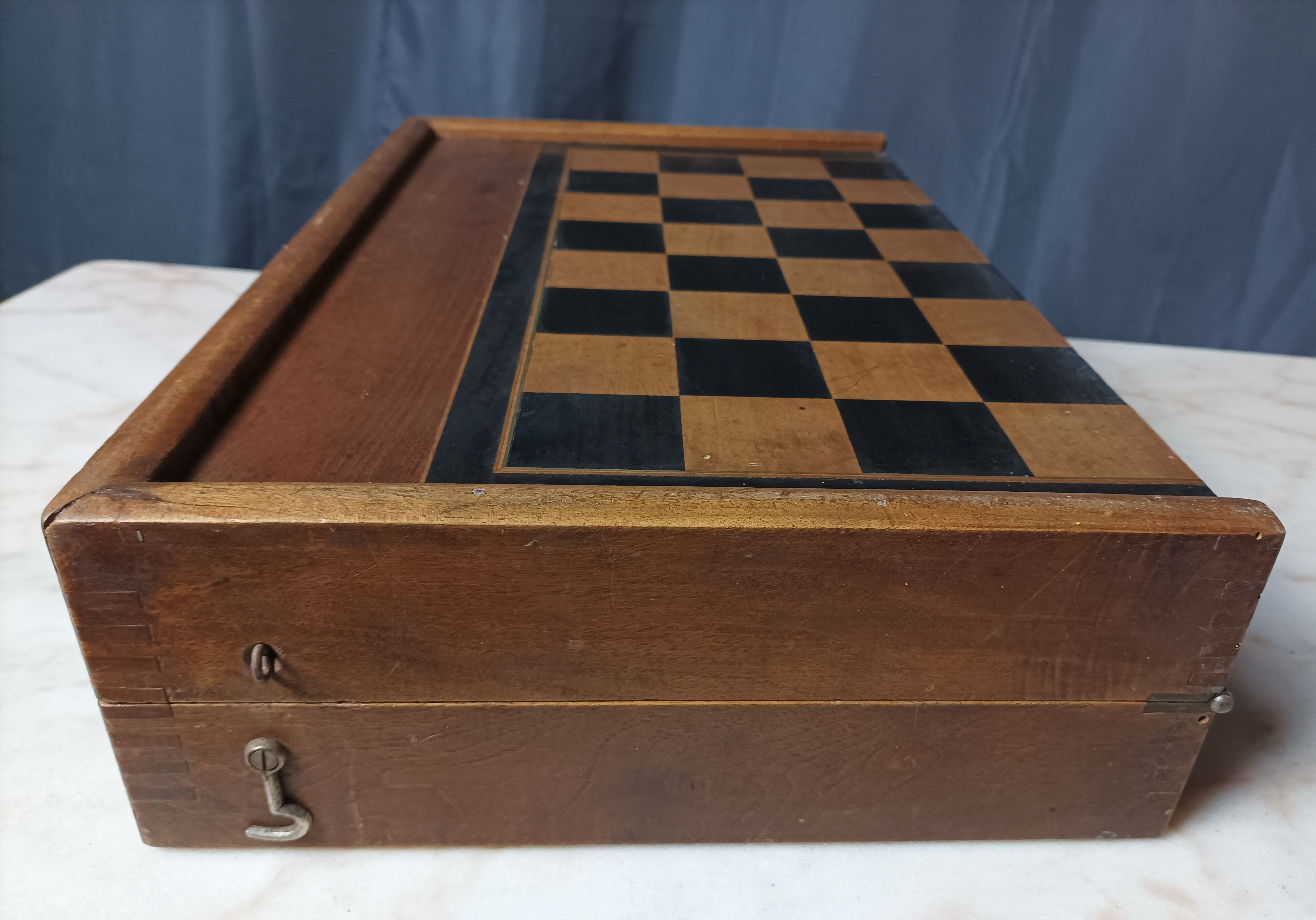 Backgammon game old wooden board game