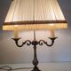 Empire style hot water bottle lamp with fabric lampshade / vintage 50-60s