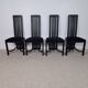 Set of four high "Slat back" chairs - Italian design 1980s