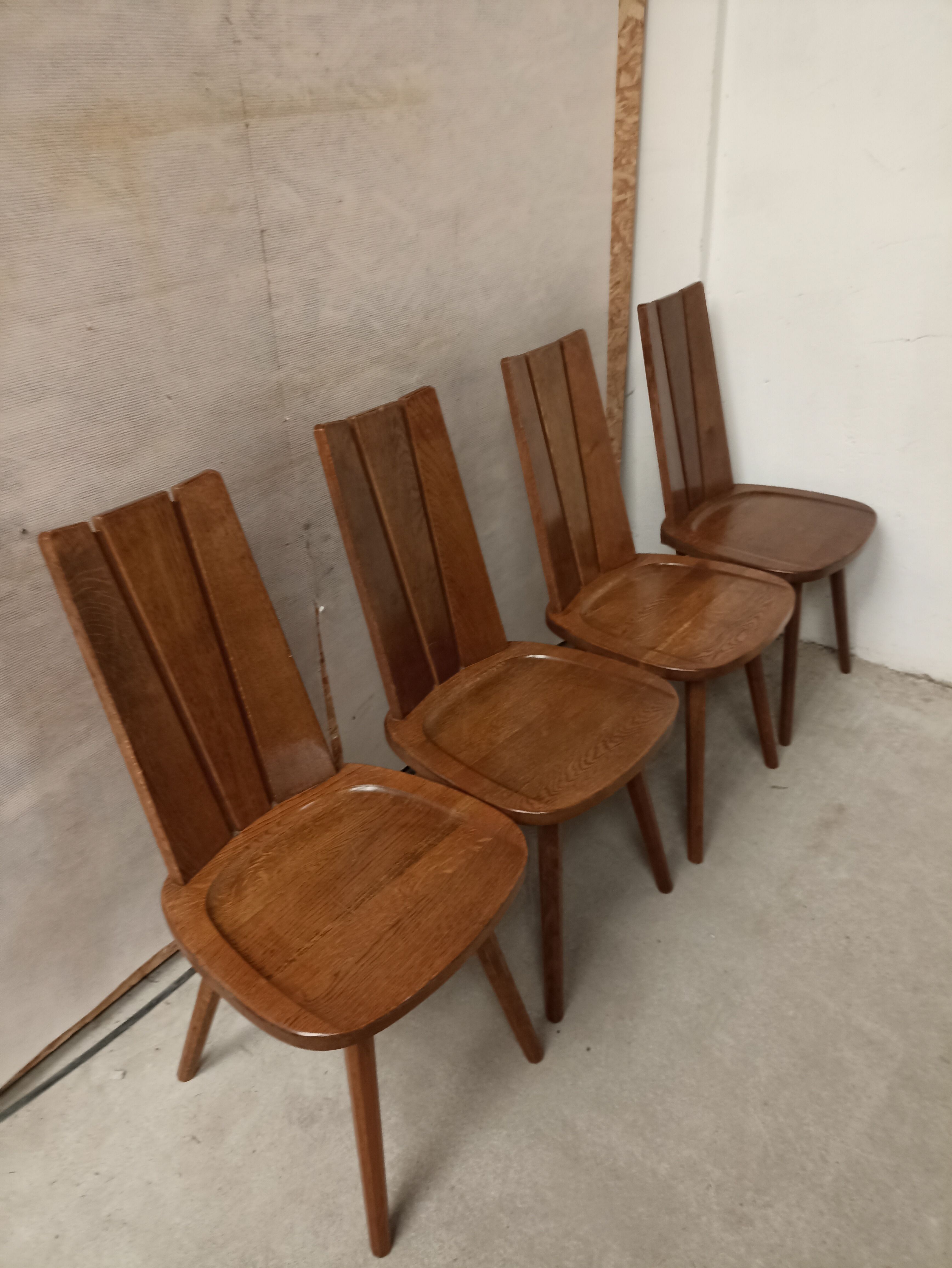 Set of 4 brutalist chairs style Franciszek Aplewicz
