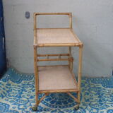 1960 vintage wicker rattan and bamboo trolley