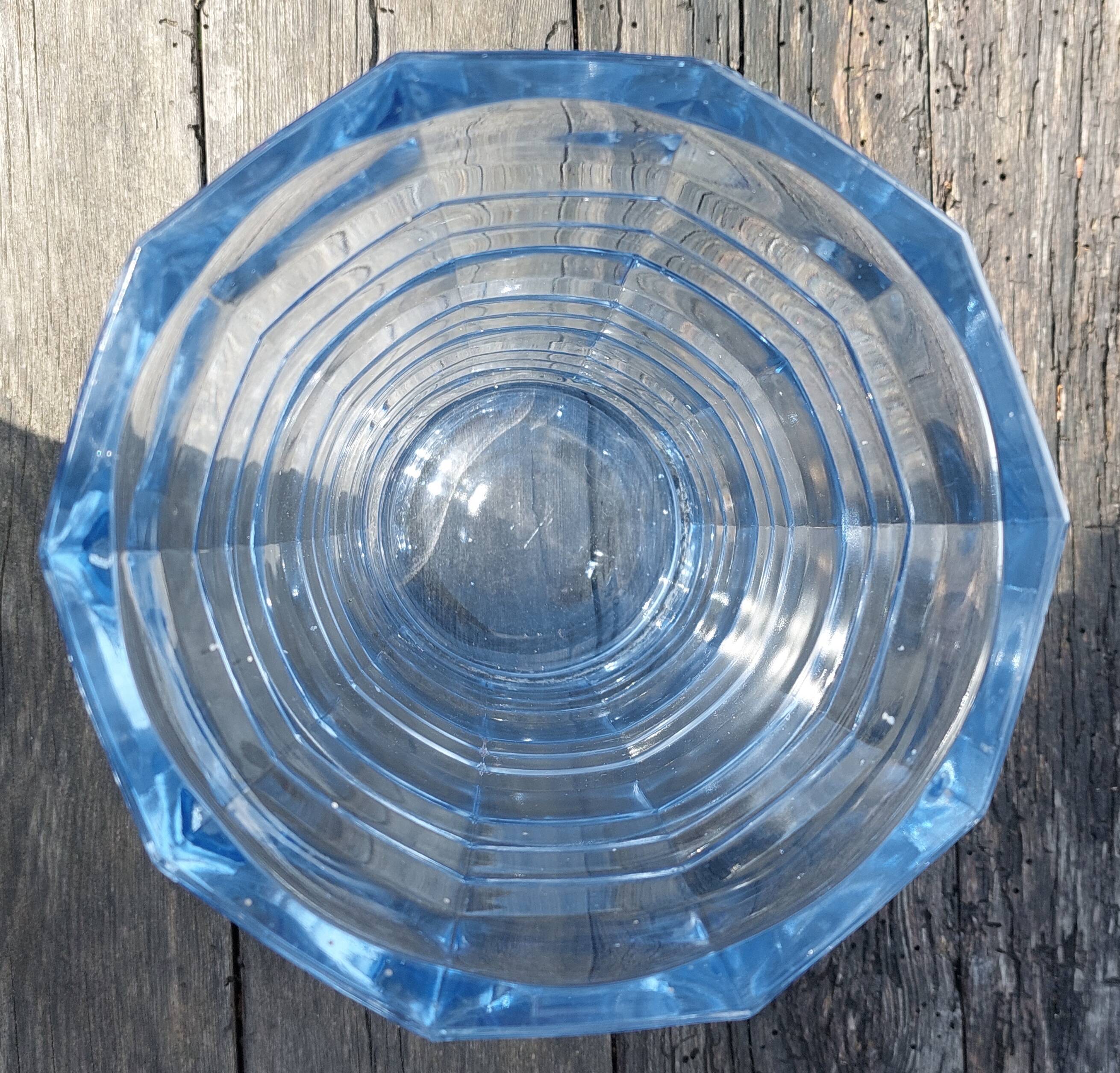 Blue transparent glass vase