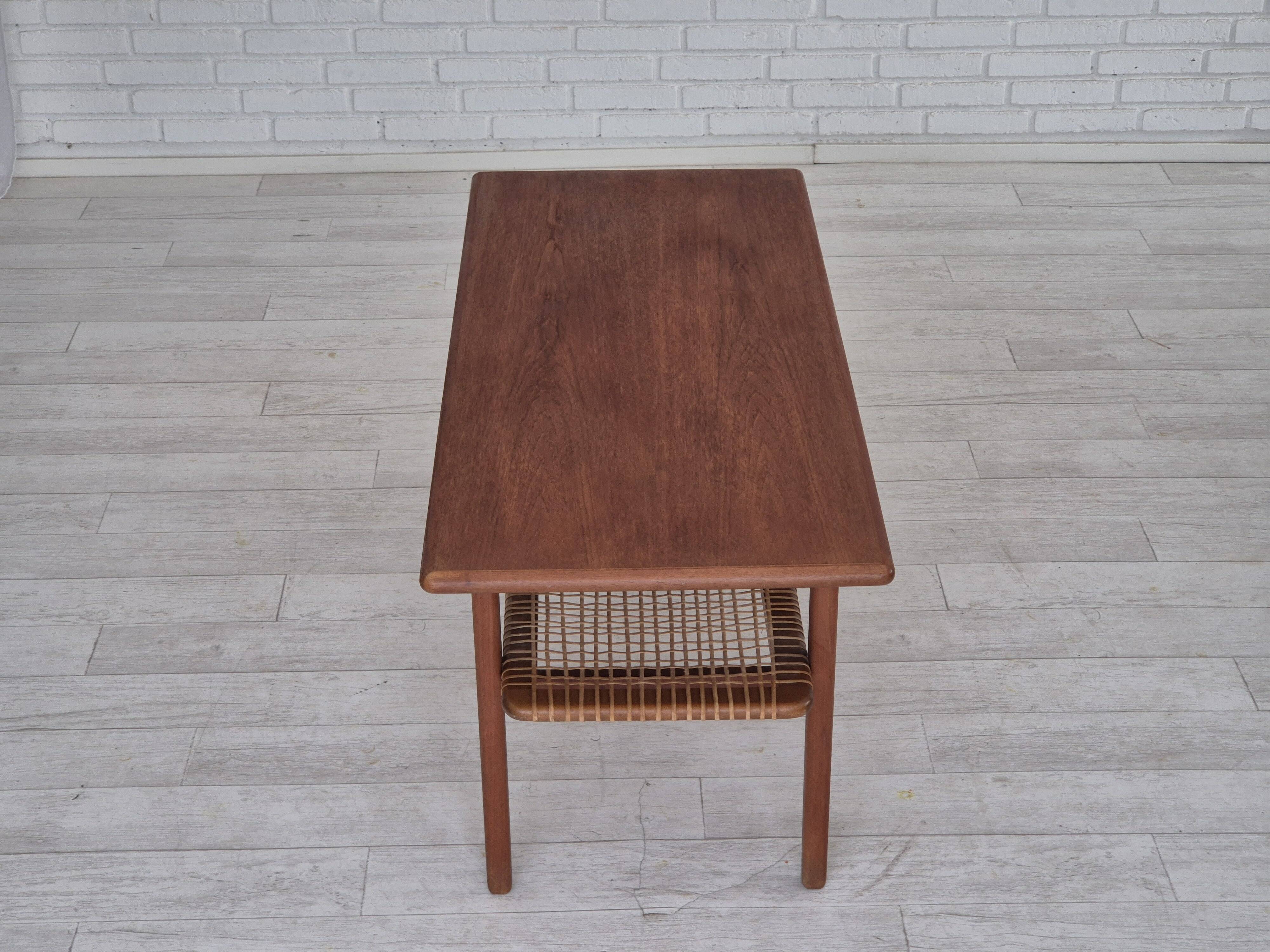 1970s, Scandinavian coffee table, original condition, teak wood, rattan.