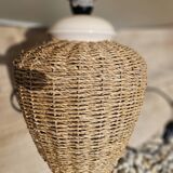 Pair of vintage braided rope bedside lamps