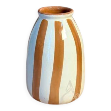 Vase Afer Rayé Crème et Marron Clair