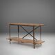 Industrial side table with metal frame and wooden top and removable platform, Belgium, 1920