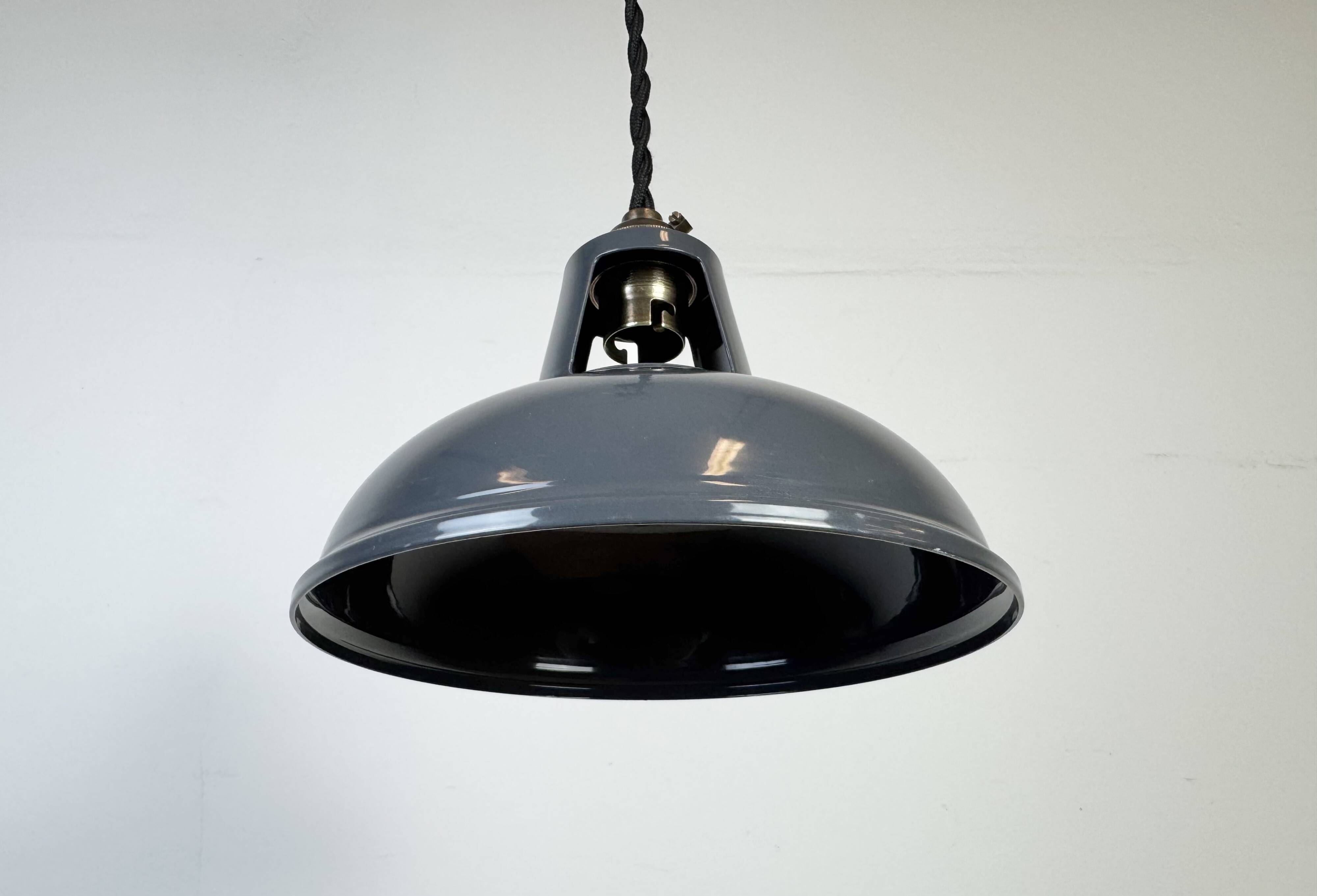 Vintage Industrial Grey Painted Ceiling Lamp, 2000s