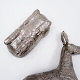 Boîte à bétel ancienne en métal argenté - Cambodge, première moitié du 20ème siècle