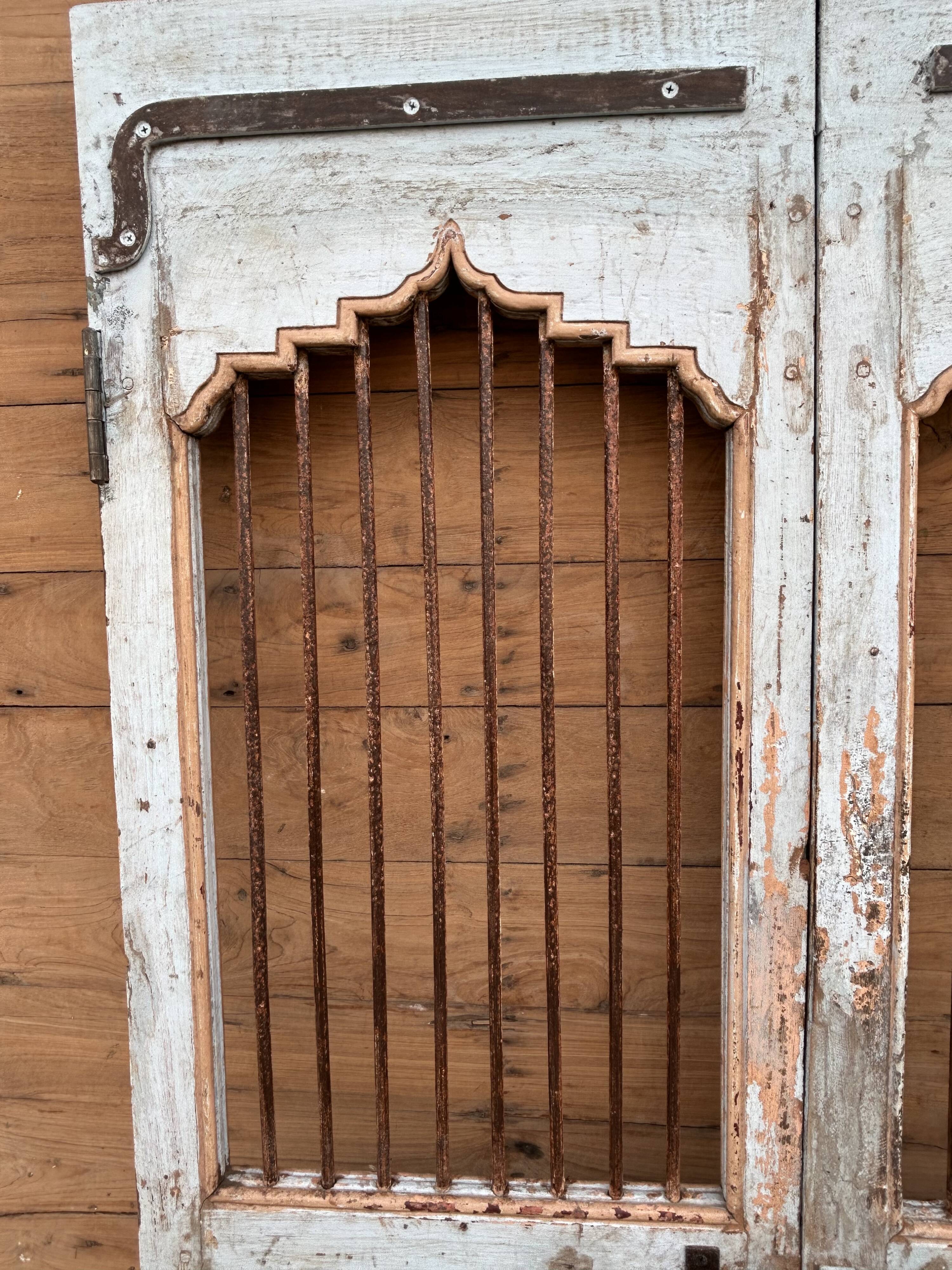 Art Deco patio door in Burmese teak with original patina.
