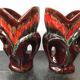 Paire de vase ancien Vallauris céramique multicolore + 2 anses vintage