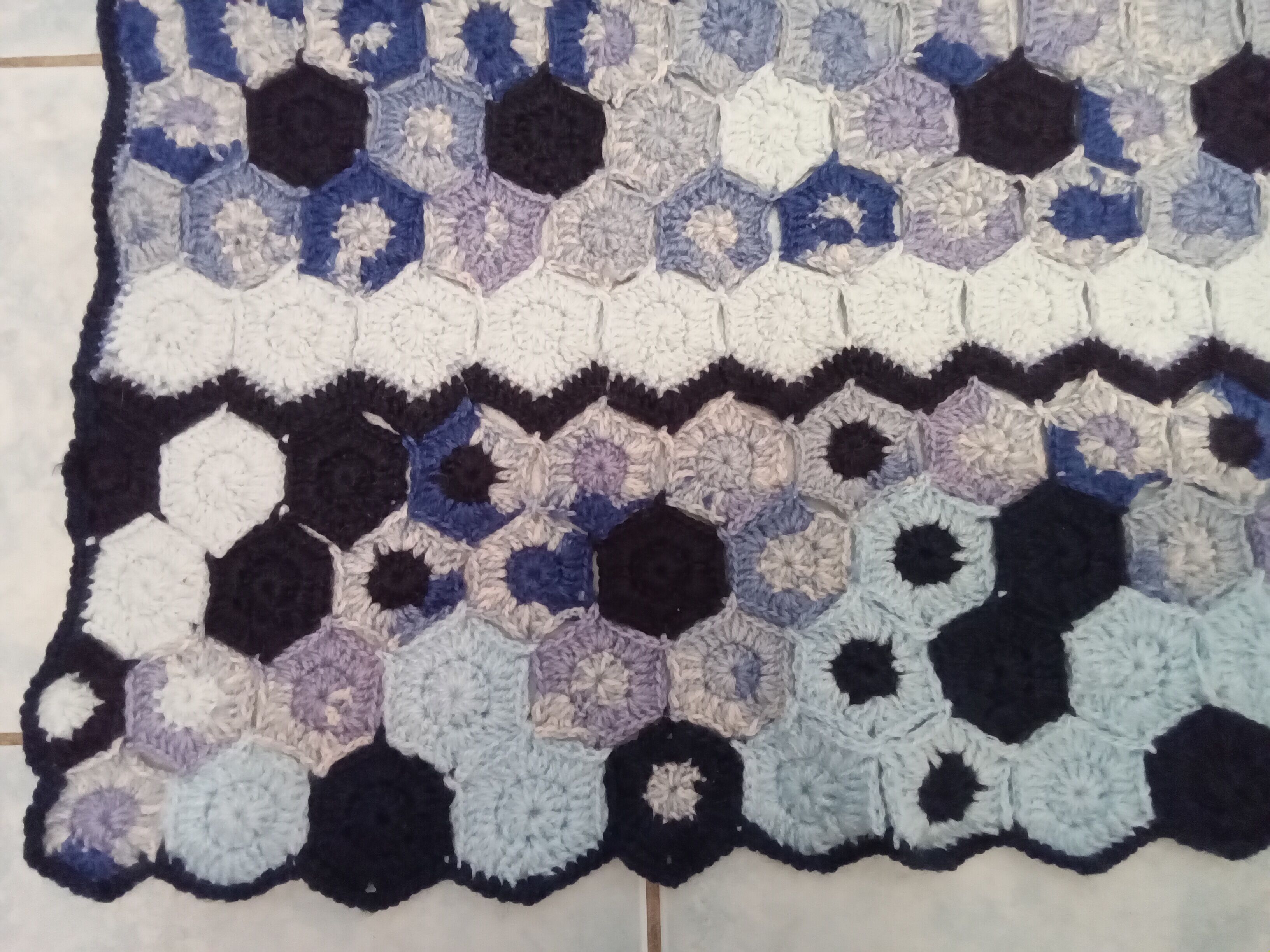 Vintage rugs, patchwork of crocheted patterns, handmade