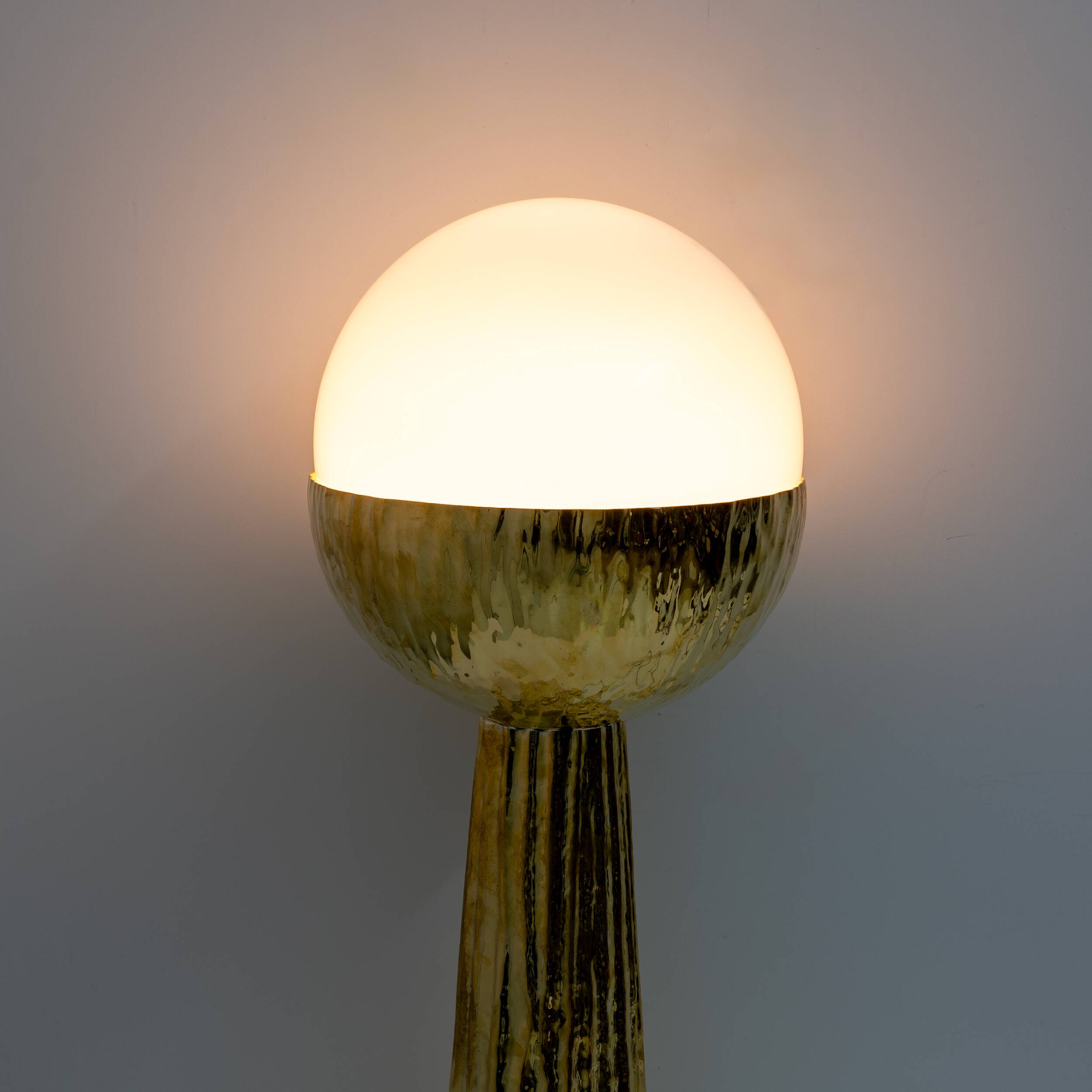 Pair of Modern Italian Brass and Opaline Glass Table Lamps