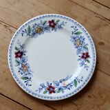 Vintage Gien earthenware flat plate with floral pattern on the border