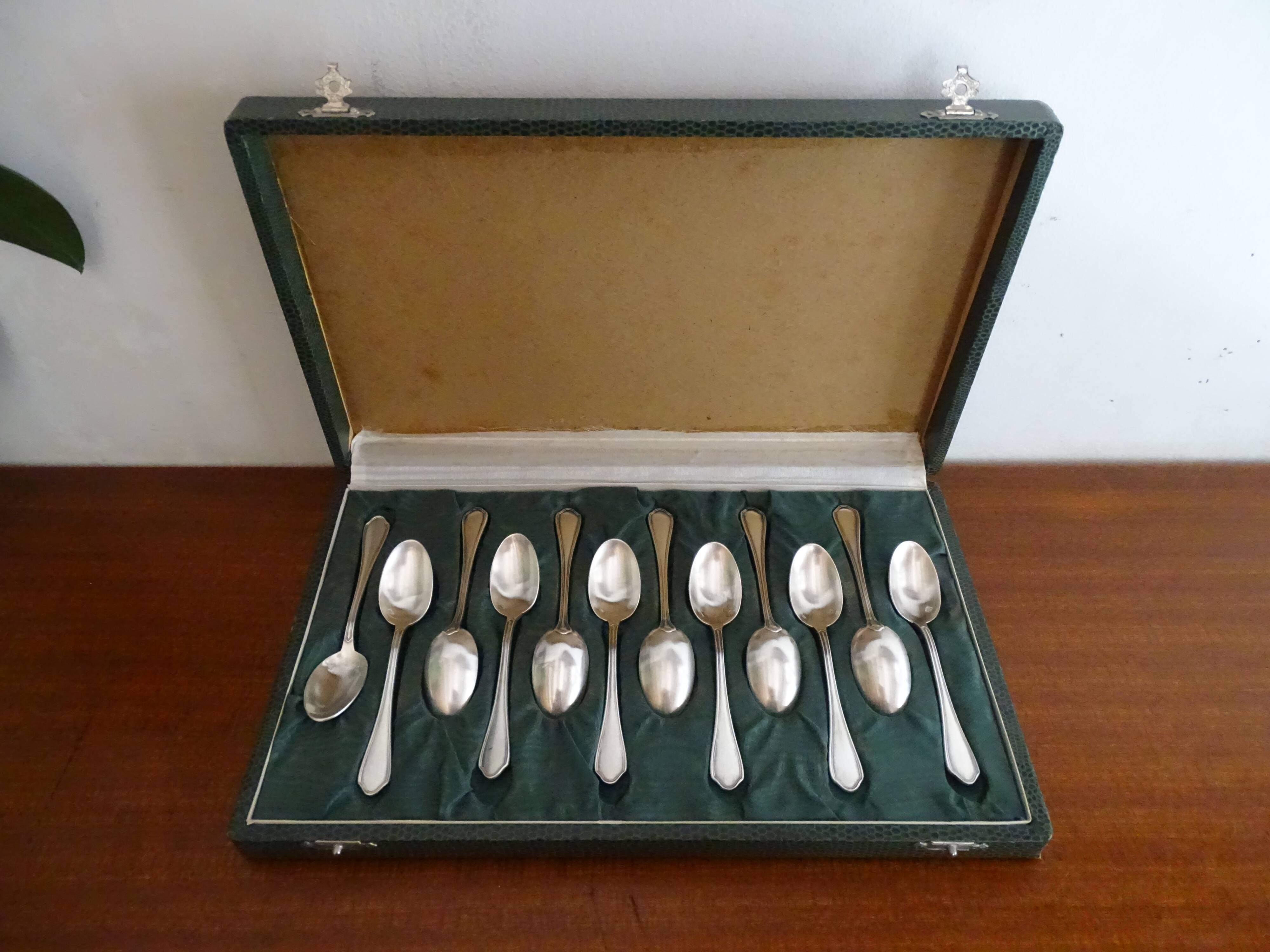 Set of 12 mocha spoons Ravinet Denfer in silver metal