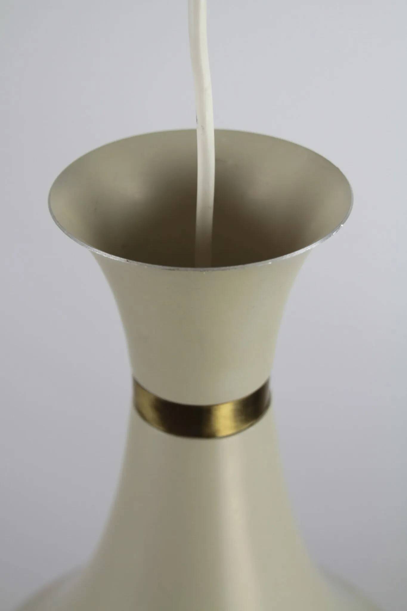 Light Grey Metal Pendant Lamp – Diabolo Shape, Scandinavia, 1960s