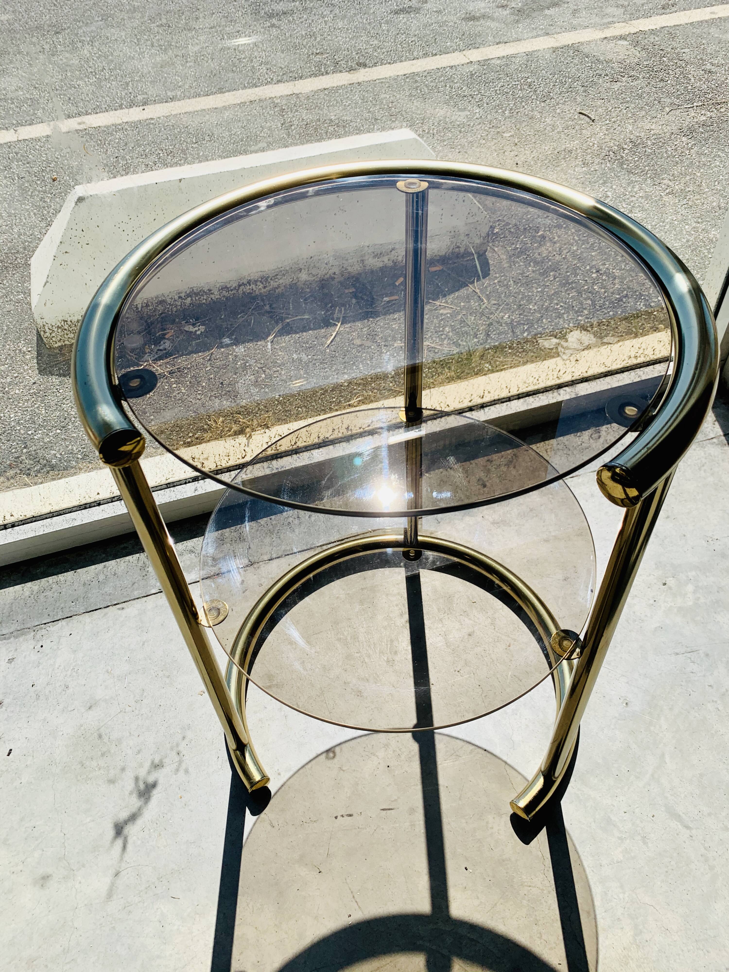 Glass and brass side table