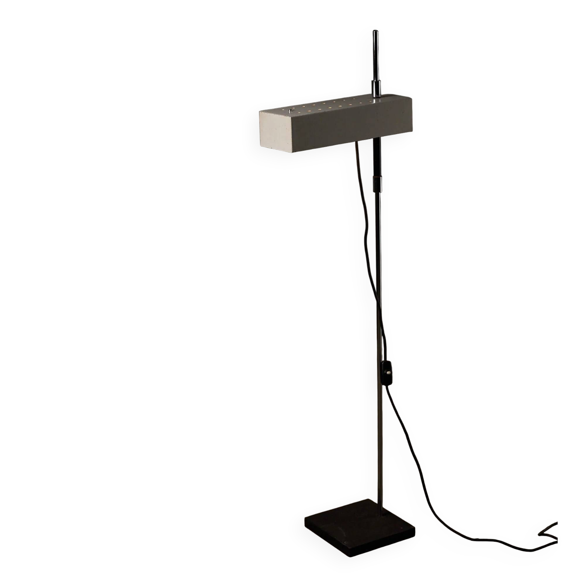 Adjustable perforated shade floor lamp