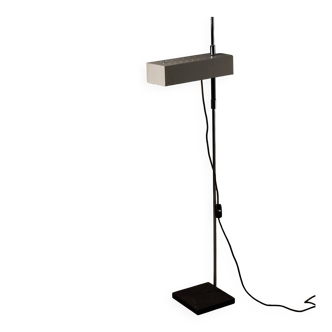 Adjustable perforated shade floor lamp